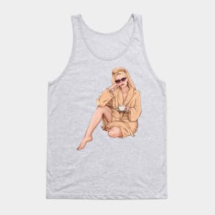 Spa girl sitting with a cup of tea fashion illustration art Tank Top